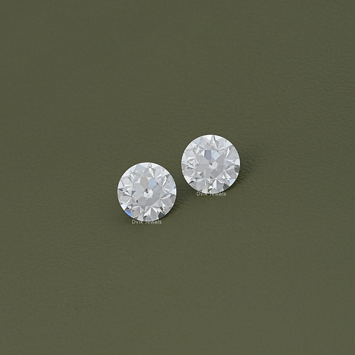 Flower Pattern Old European Round Lab Diamond Matching Pair
