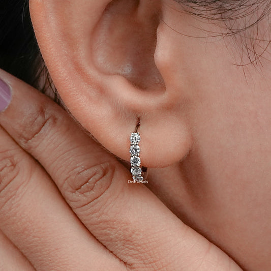 Round Brilliant Cut Lab Diamond Hoop Earrings
