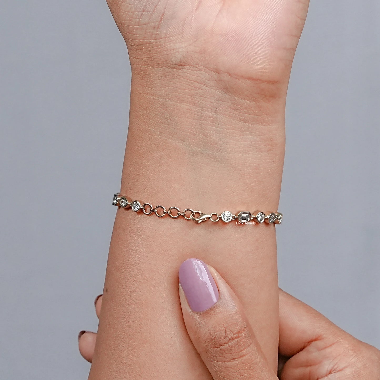 Multi Shape Lab Diamond Bezel Set Tennis Bracelet