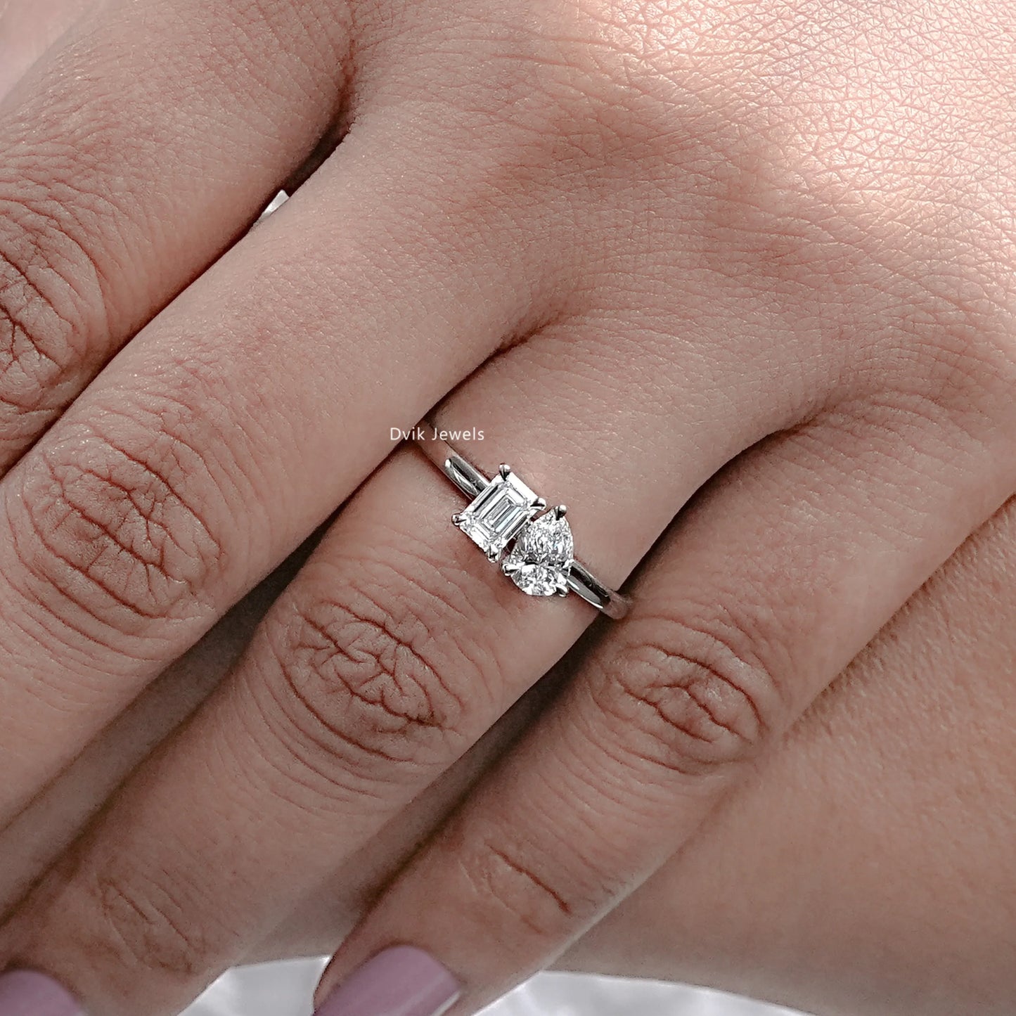 Emerald And Pear Cut Toi Et Moi Engagement Ring
