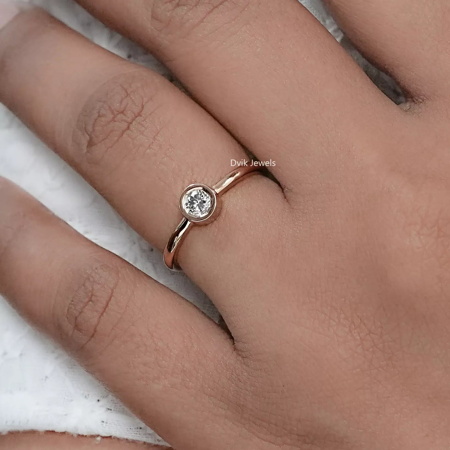 Round Diamond Bezel Set Solitaire Ring