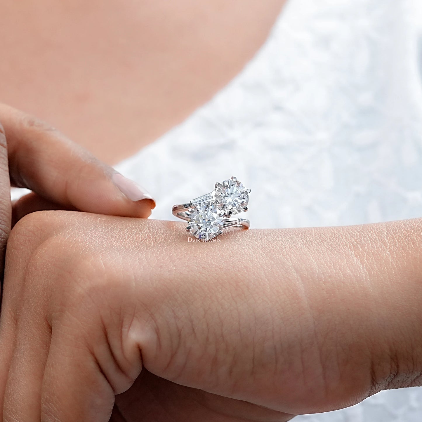 Round Cut Lab Diamond Bypass Anniversary Ring