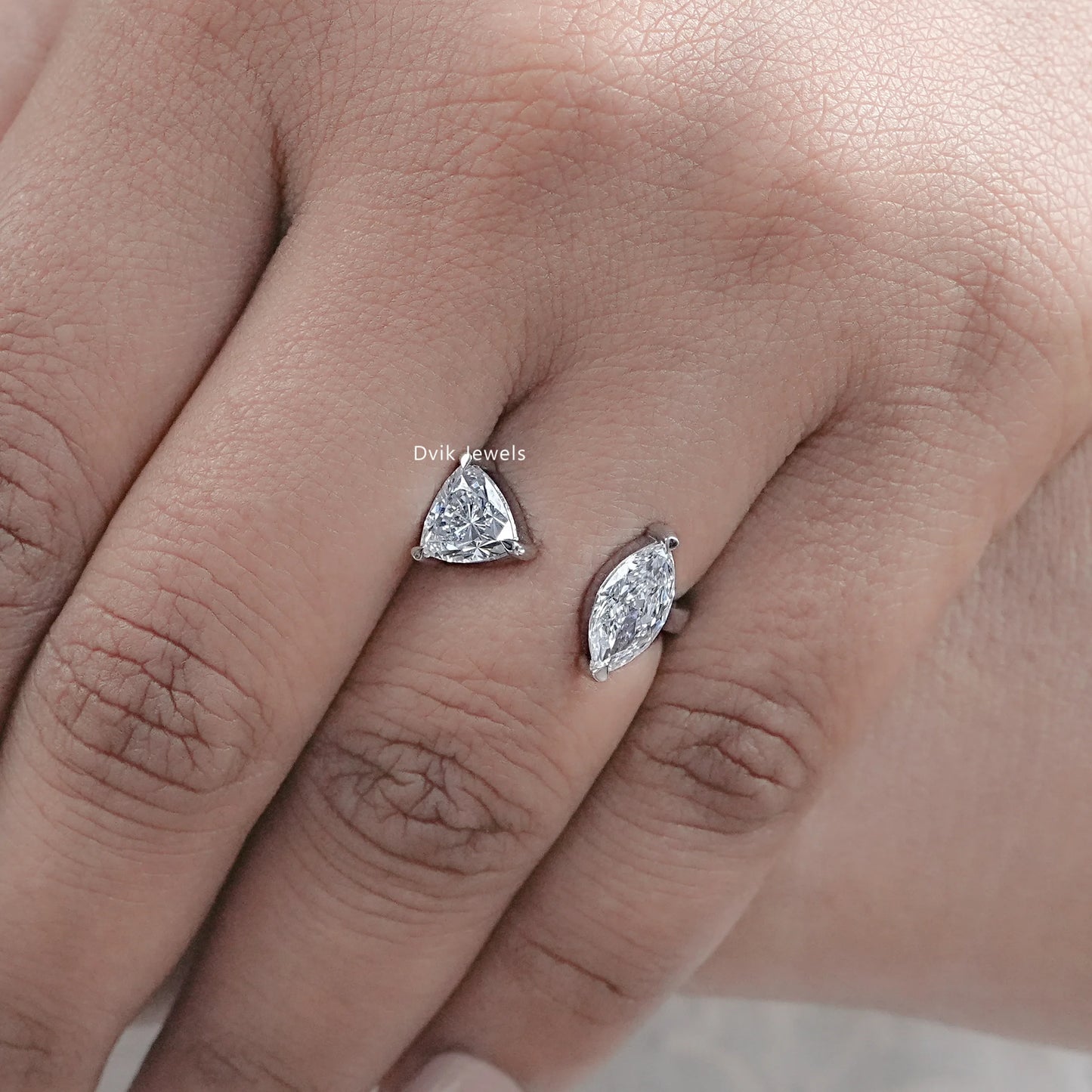 Marquise & Trillion Lab Diamond Toi Et Moi Ring