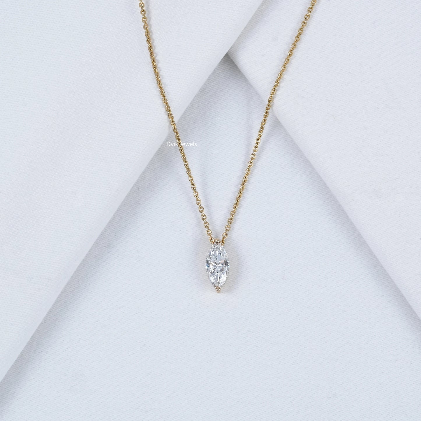 Marquise Cut Lab Diamond Solitaire Pendant