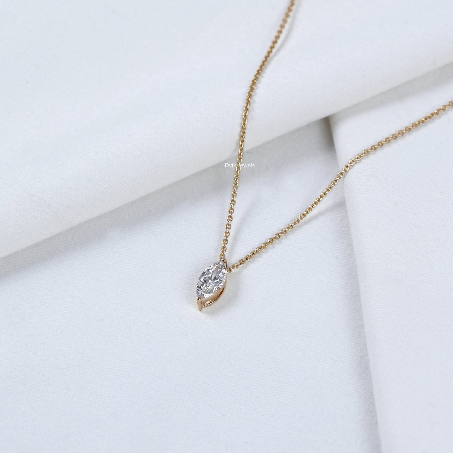 Marquise Cut Lab Diamond Solitaire Pendant