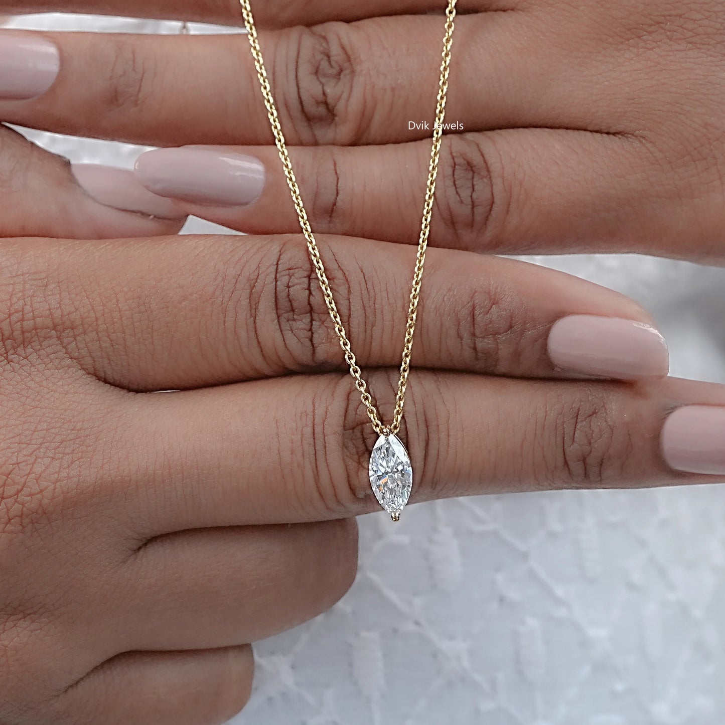 Marquise Cut Lab Diamond Solitaire Pendant