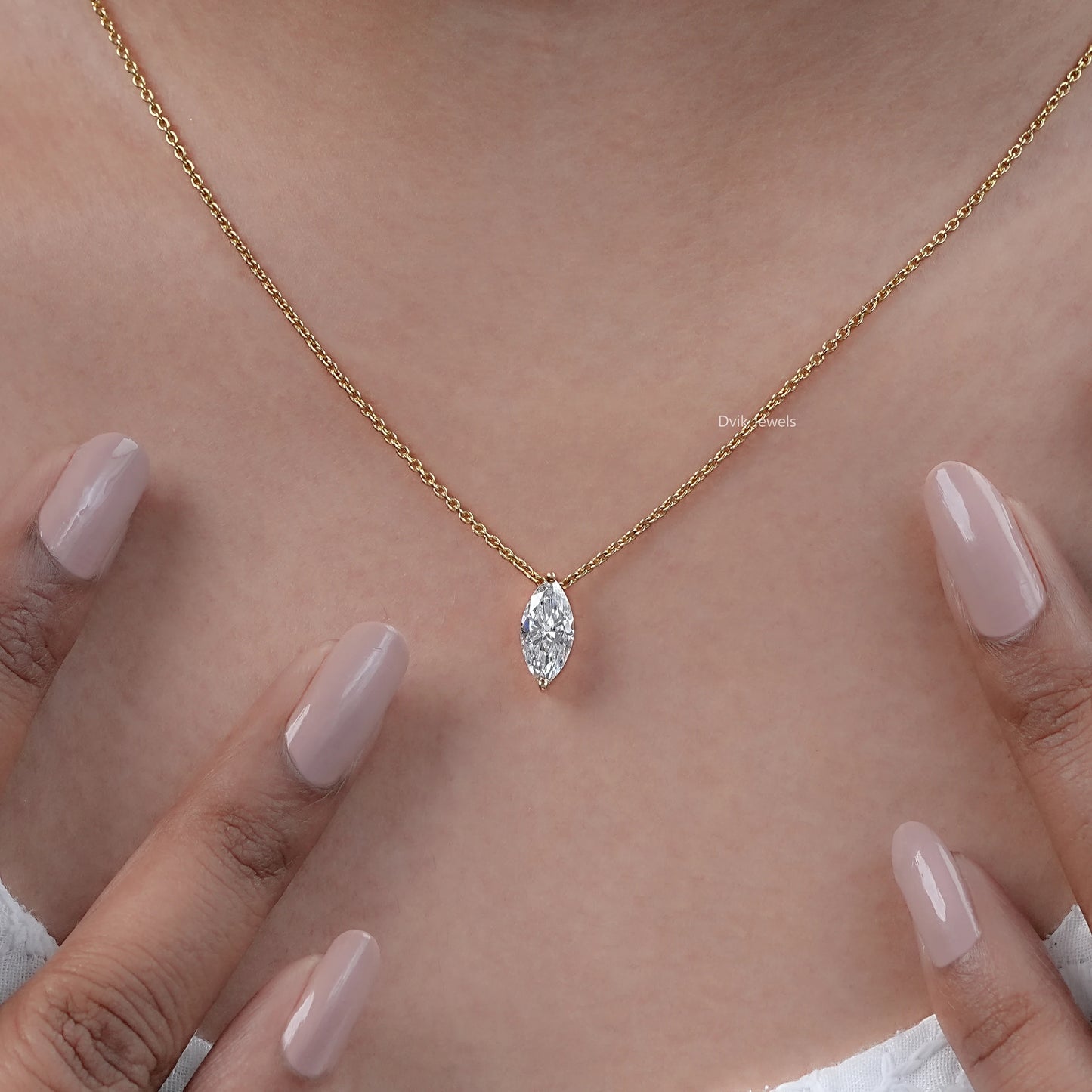 Marquise Cut Lab Diamond Solitaire Pendant
