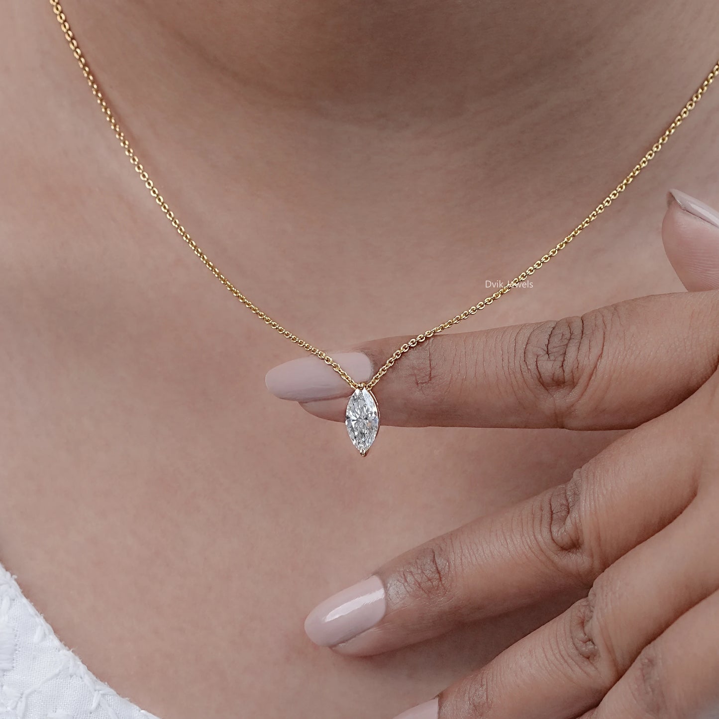 Marquise Cut Lab Diamond Solitaire Pendant