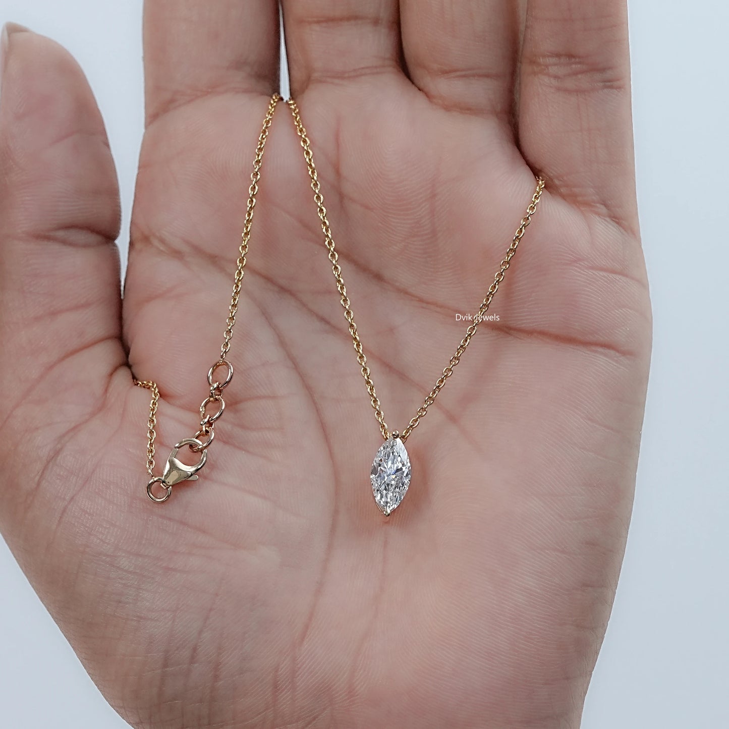 Marquise Cut Lab Diamond Solitaire Pendant