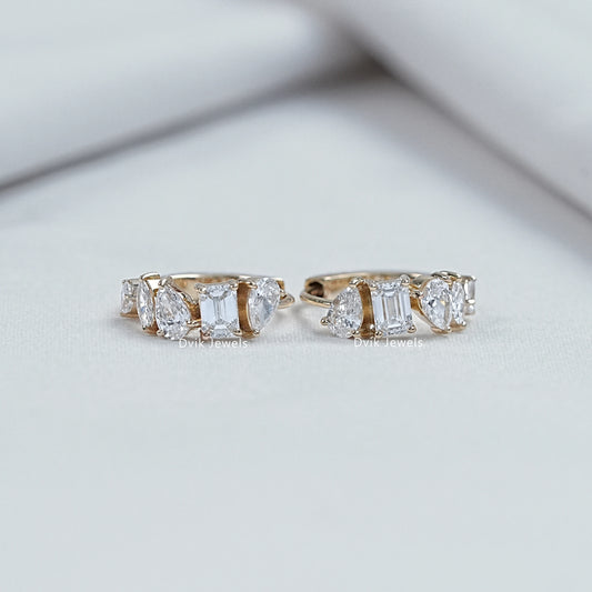Multi Shape Lab Diamond Huggie Hoop Earrings