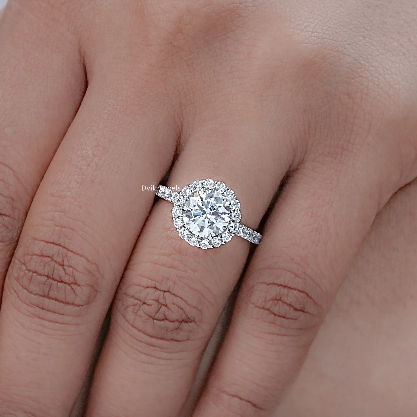 Round Cut Lab Grown Diamond Halo Ring