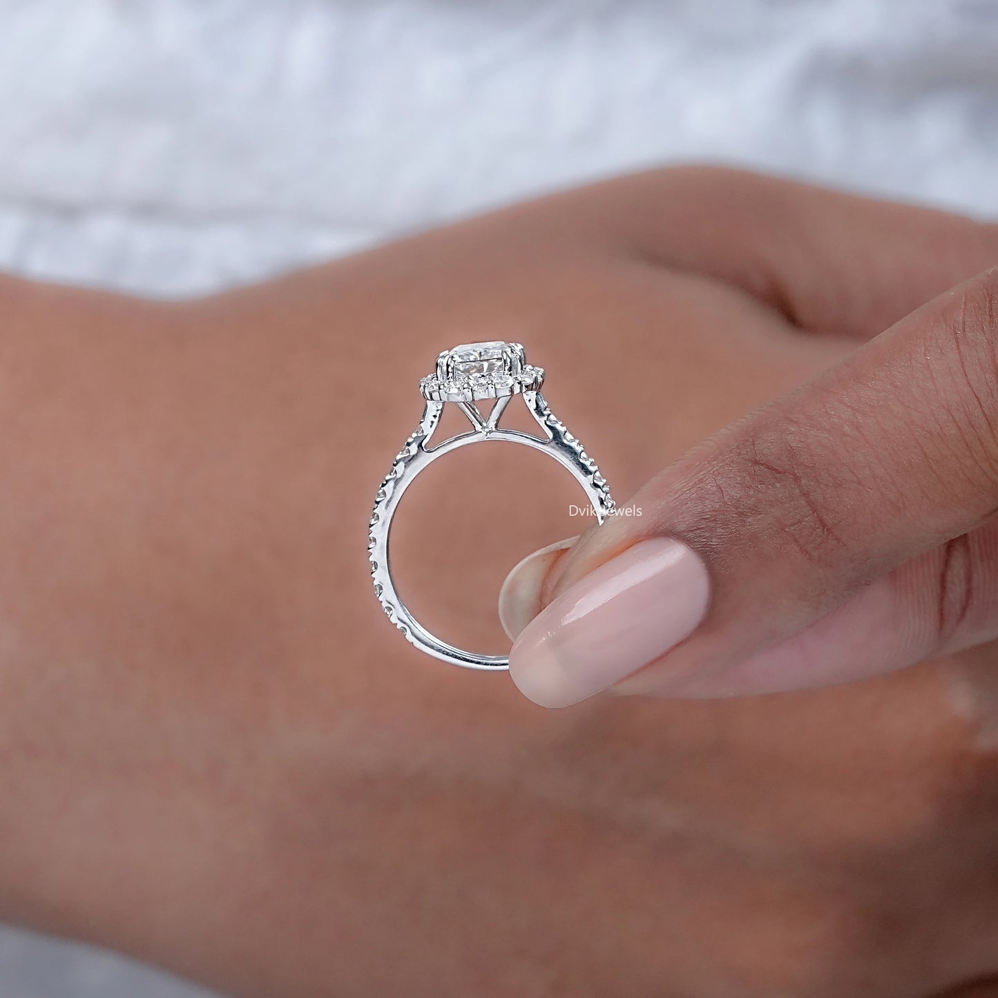 Radiant Cut Diamond Halo Engagement Ring
