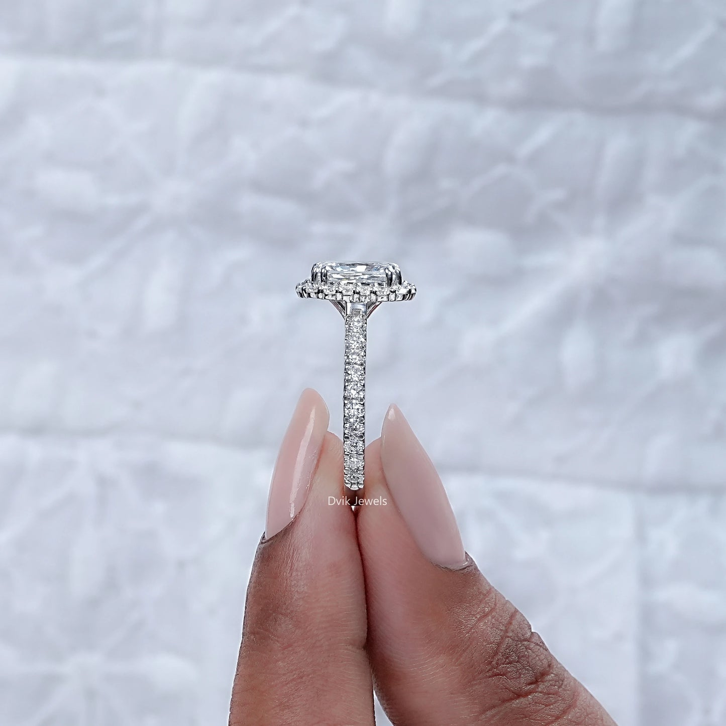 Radiant Cut Diamond Halo Engagement Ring