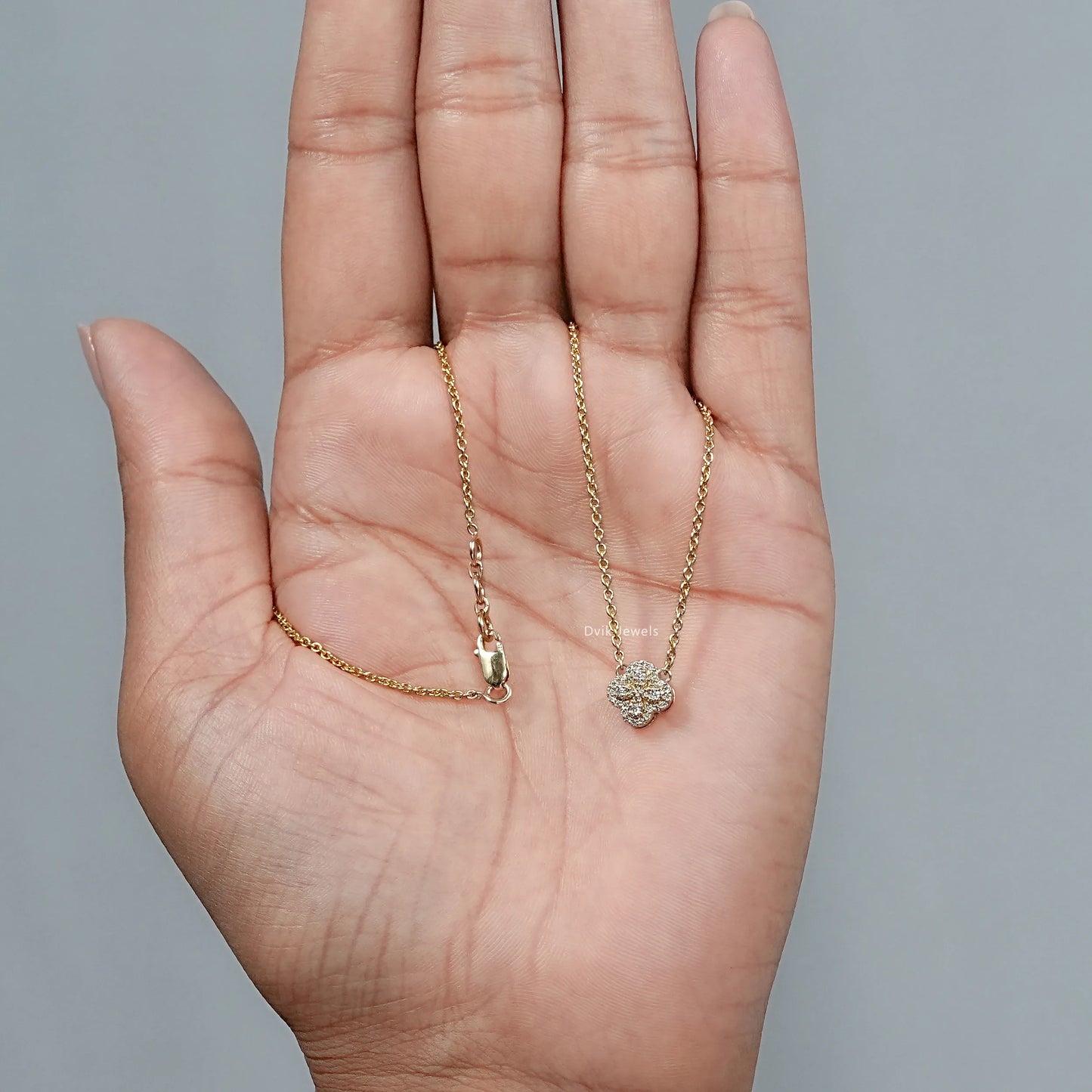 Round Cut Lab Diamond Floral Halo Necklace