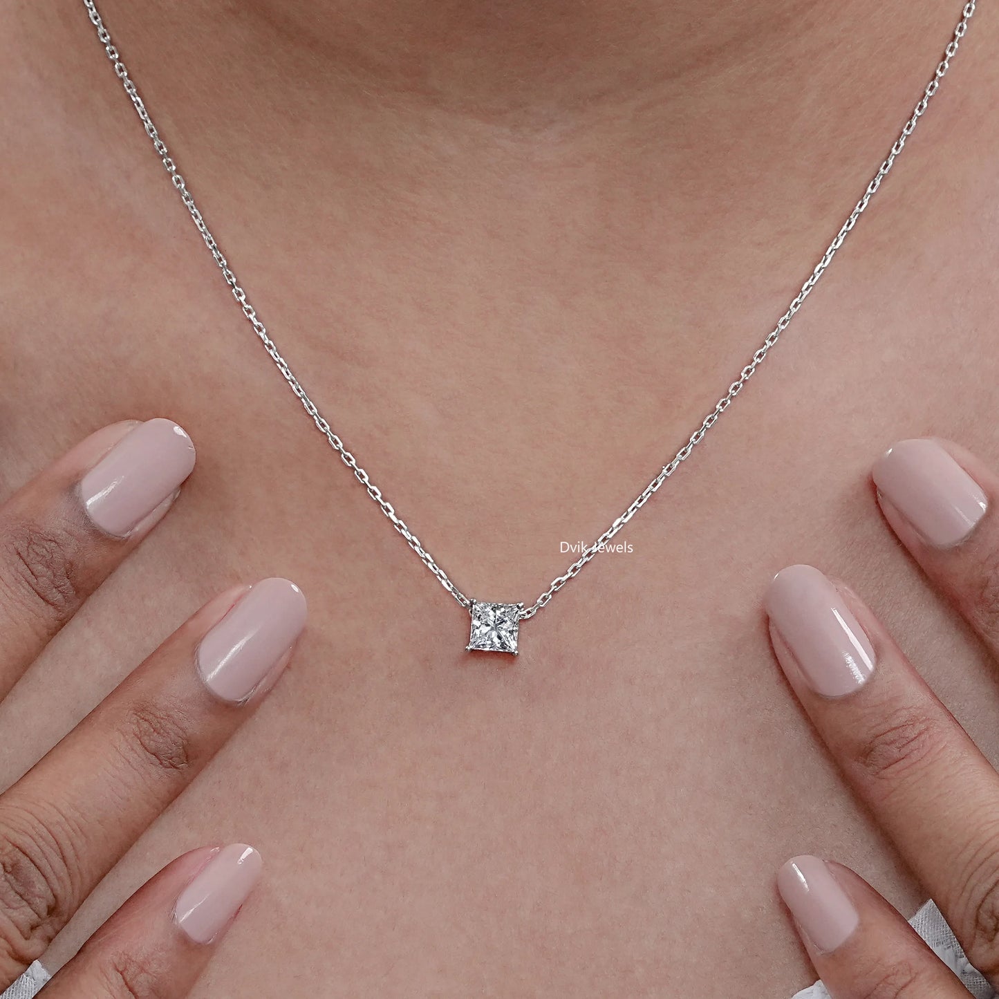 Princess Cut Lab Grown Diamond Solitaire Pendant