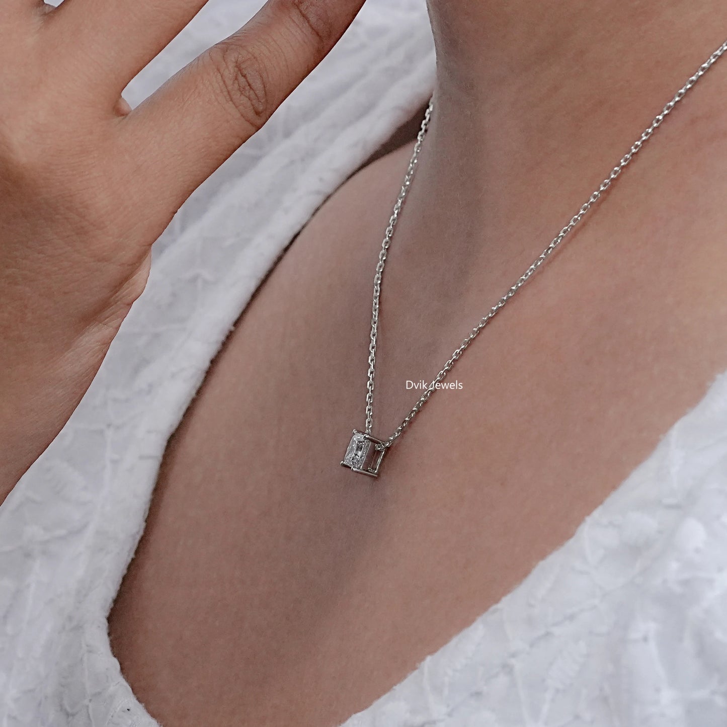 Princess Cut Lab Grown Diamond Solitaire Pendant