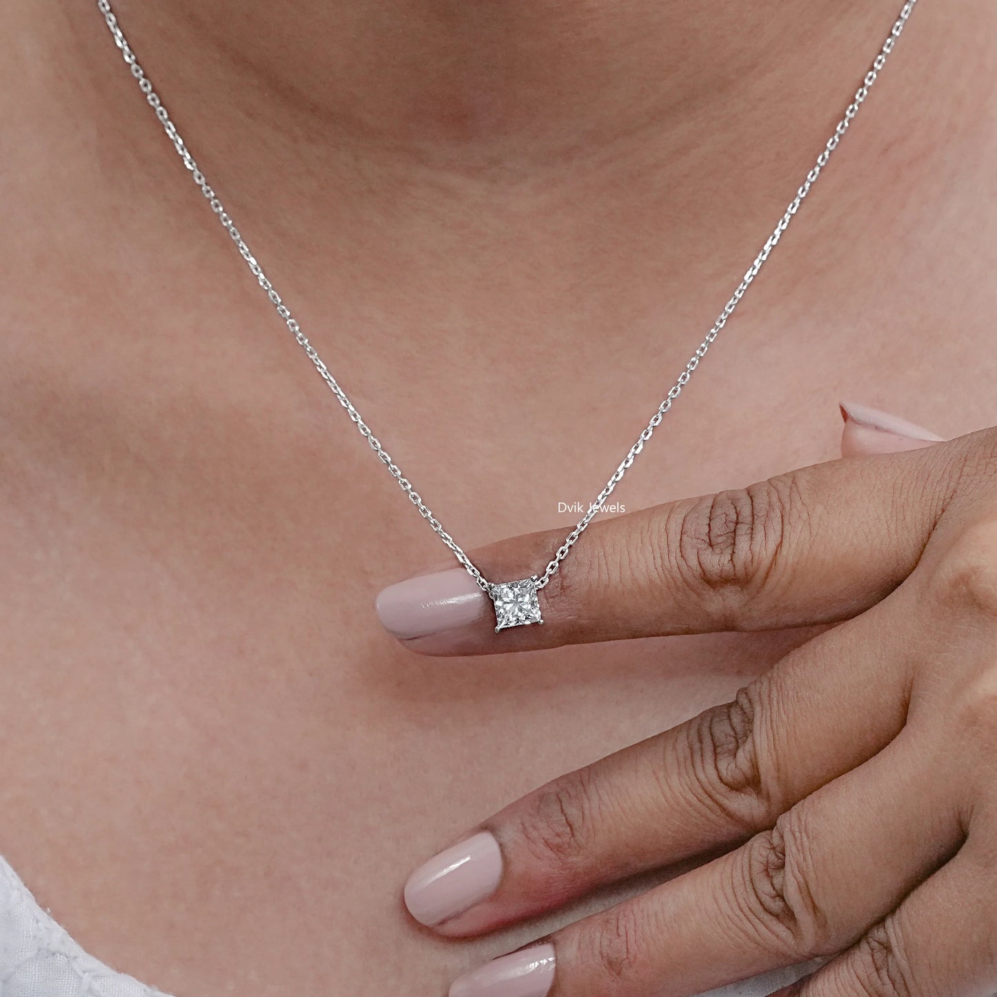Princess Cut Lab Grown Diamond Solitaire Pendant