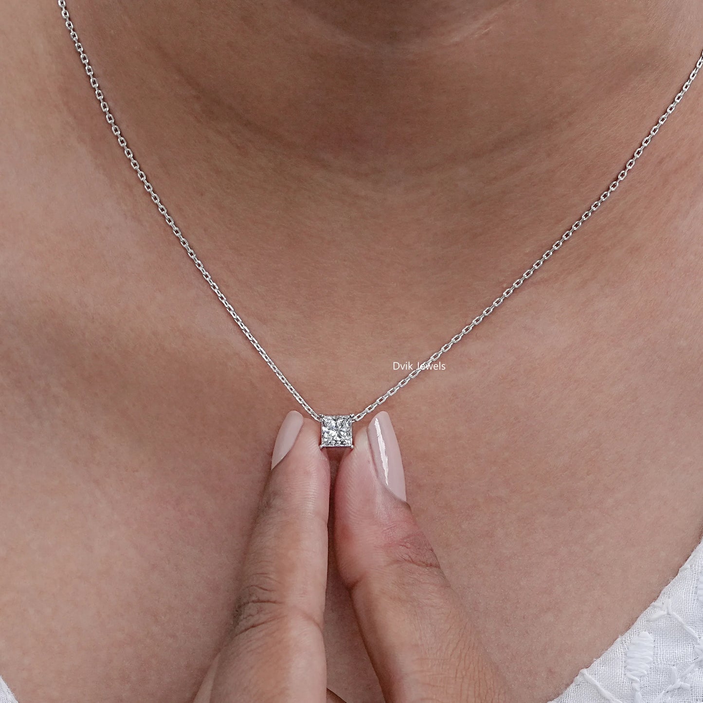 Princess Cut Lab Grown Diamond Solitaire Pendant
