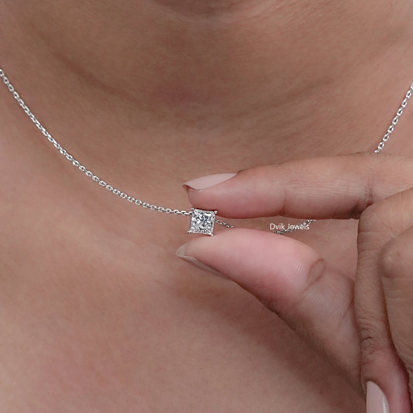 Princess Cut Lab Grown Diamond Solitaire Pendant