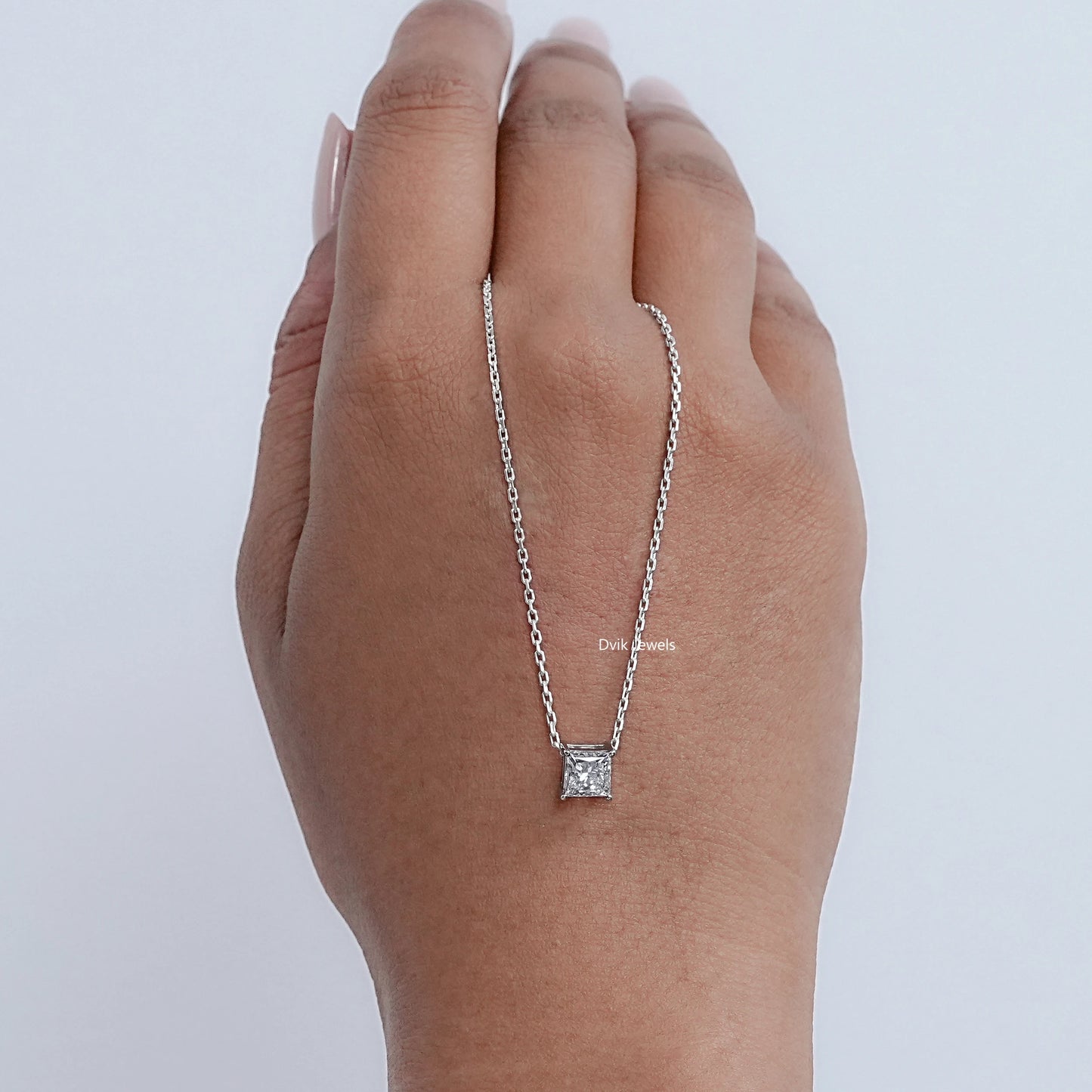 Princess Cut Lab Grown Diamond Solitaire Pendant
