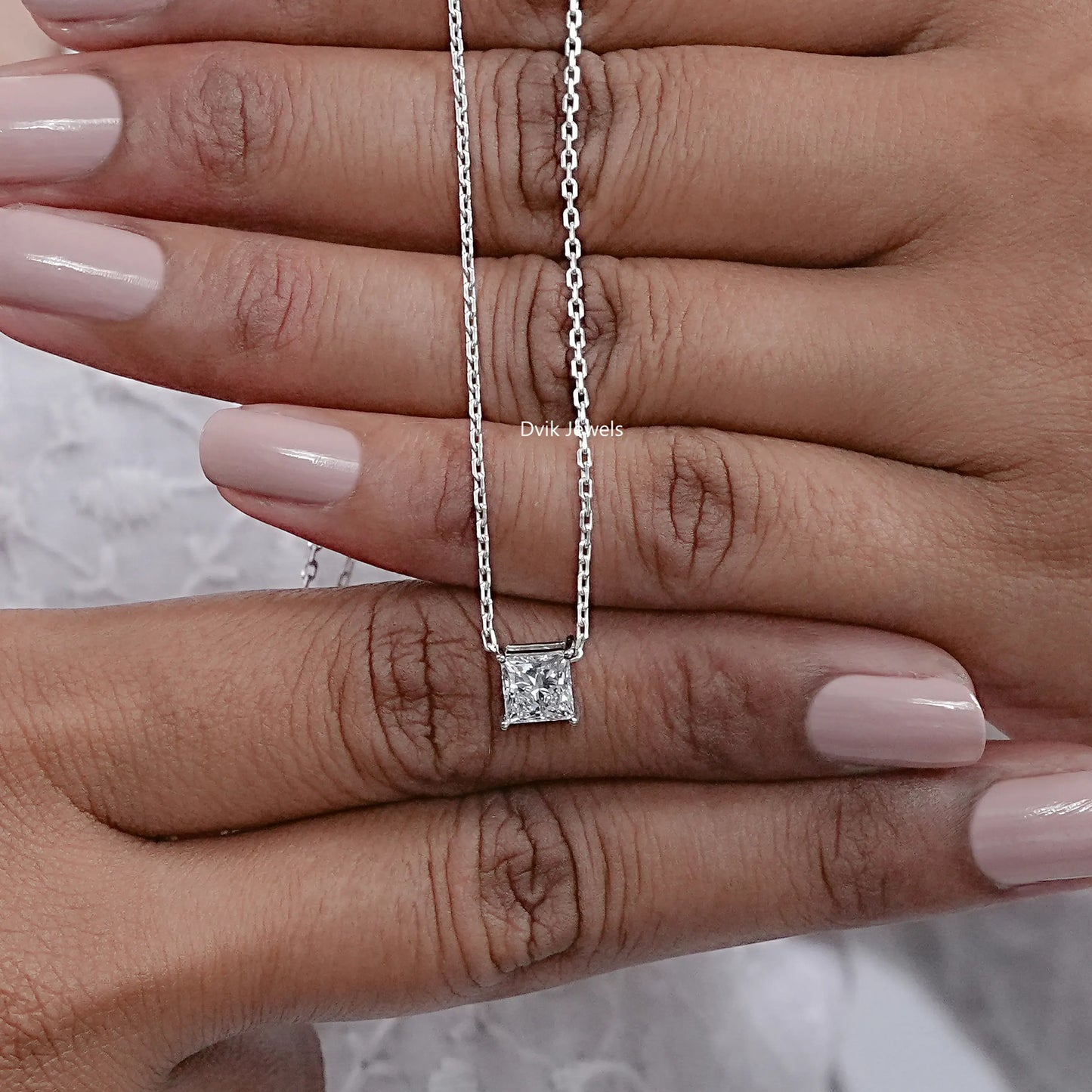 Princess Cut Lab Grown Diamond Solitaire Pendant
