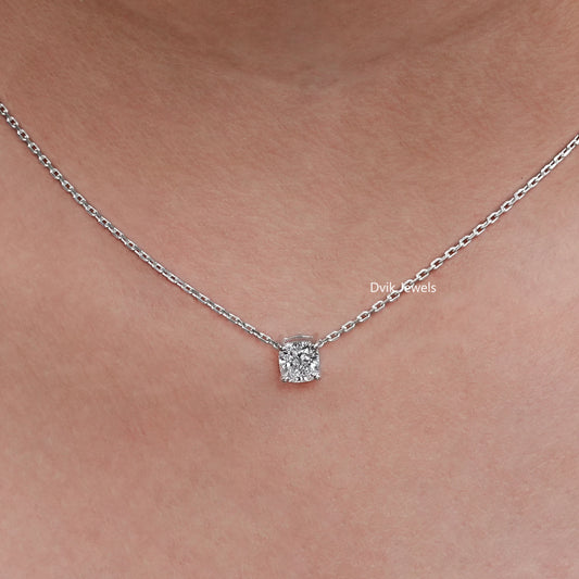 Lab grown Diamond Cushion Cut Solitaire Pendant