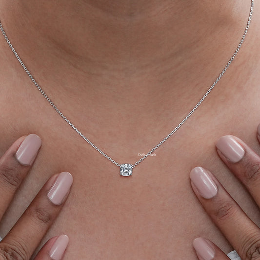 Square Old Mine Cushion Cut Lab Diamond Solitaire Pendant