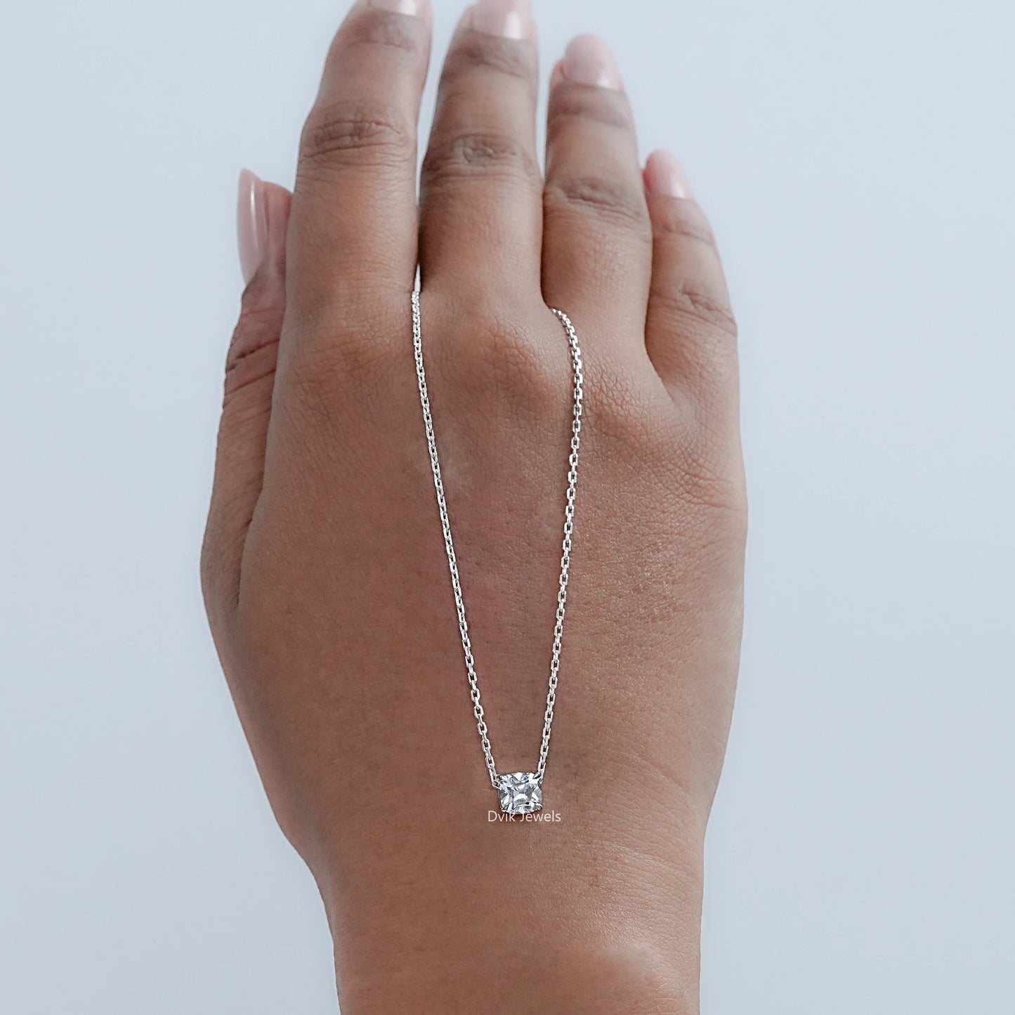 Square Old Mine Cushion Cut Lab Diamond Solitaire Pendant