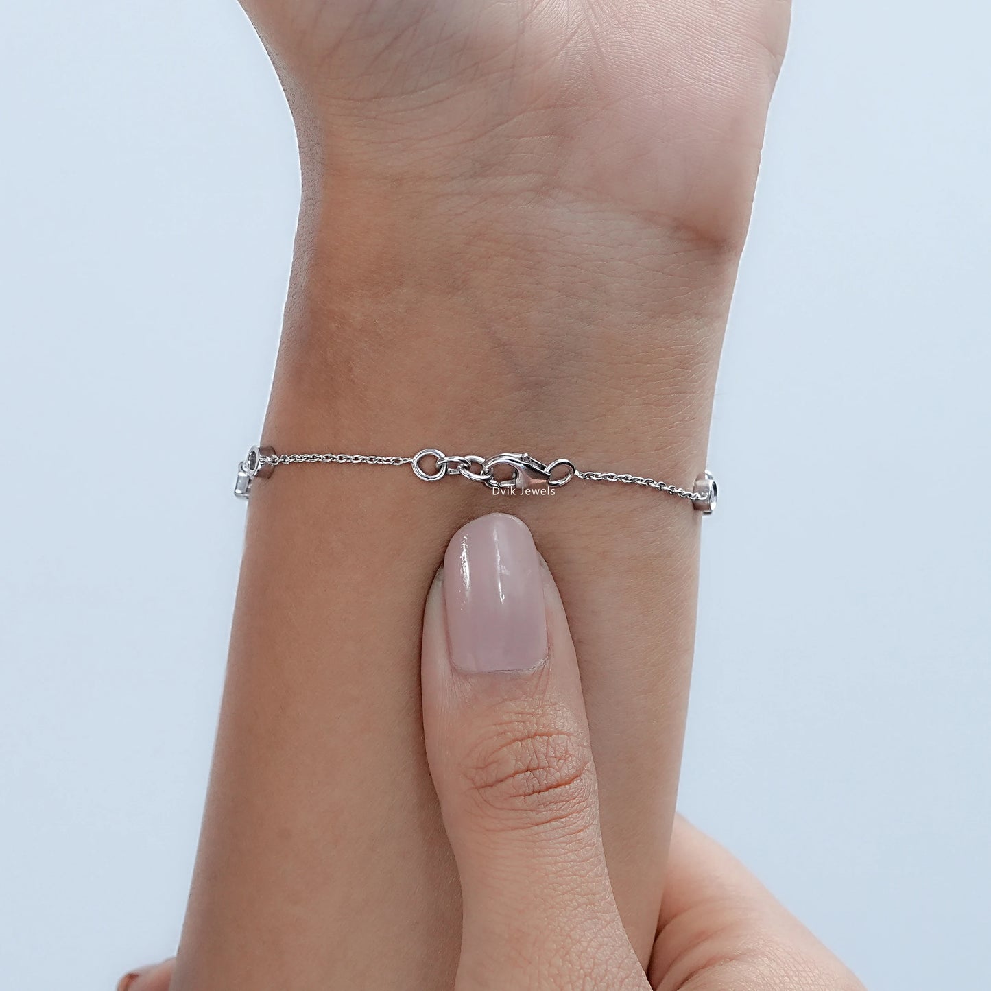 Round Cut Lab Diamond Station Style Bracelet