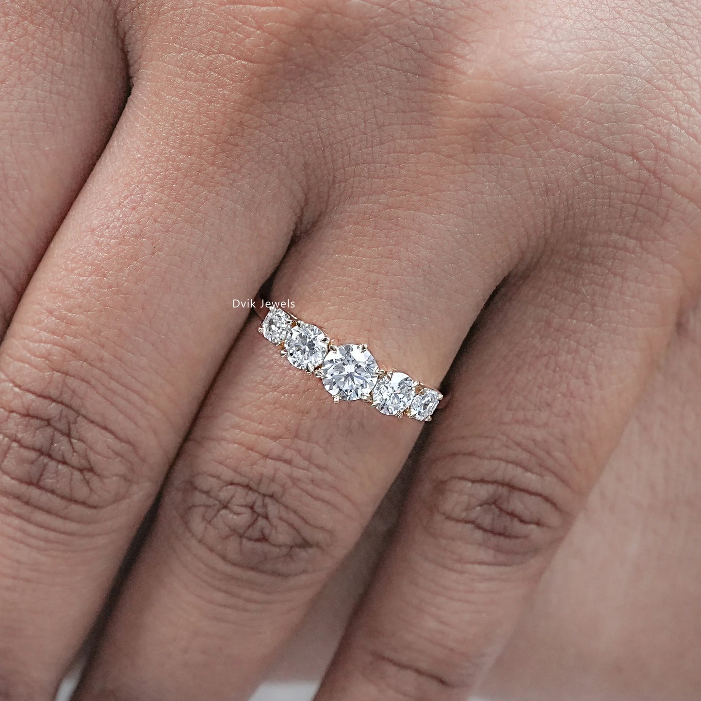 Octagon And Round Diamond Five Stone Ring