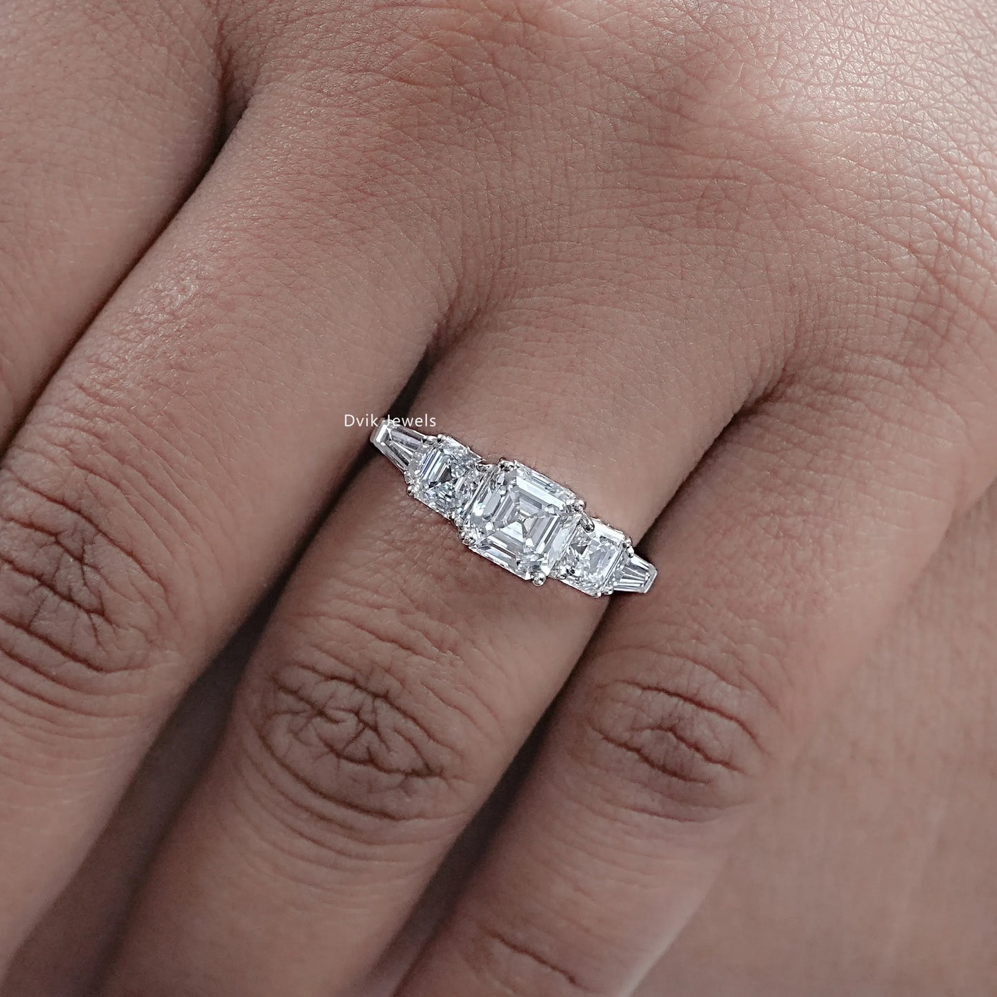 Asscher Cut Lab Grown Diamond Five Stone Ring
