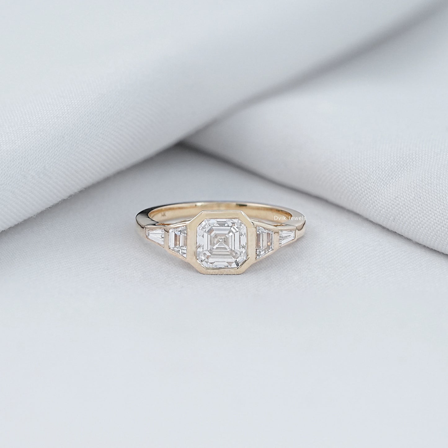 5 Stone Bezel Set Lab Diamond Engagement Ring