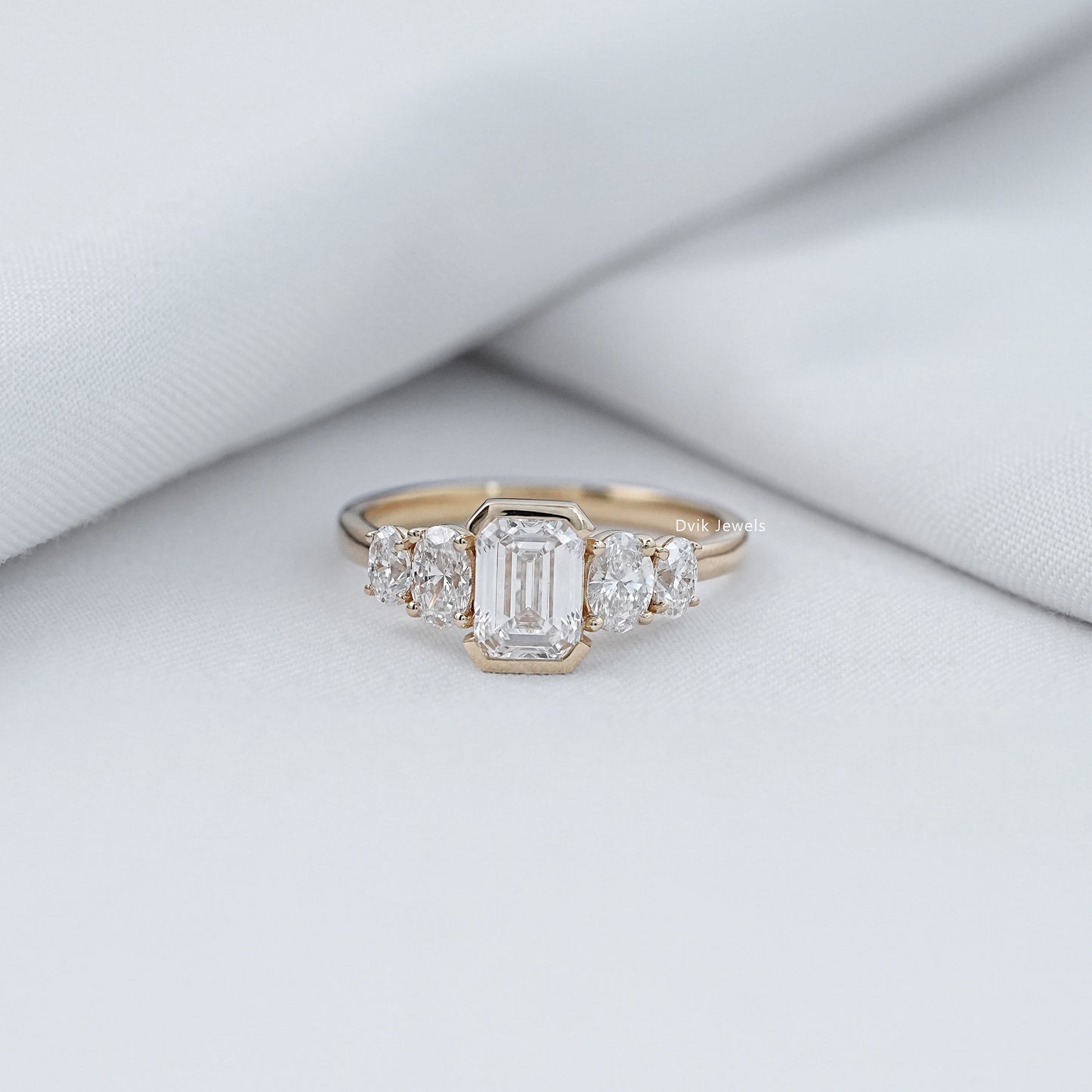 Half Bezel Set Five Stone Diamond Ring