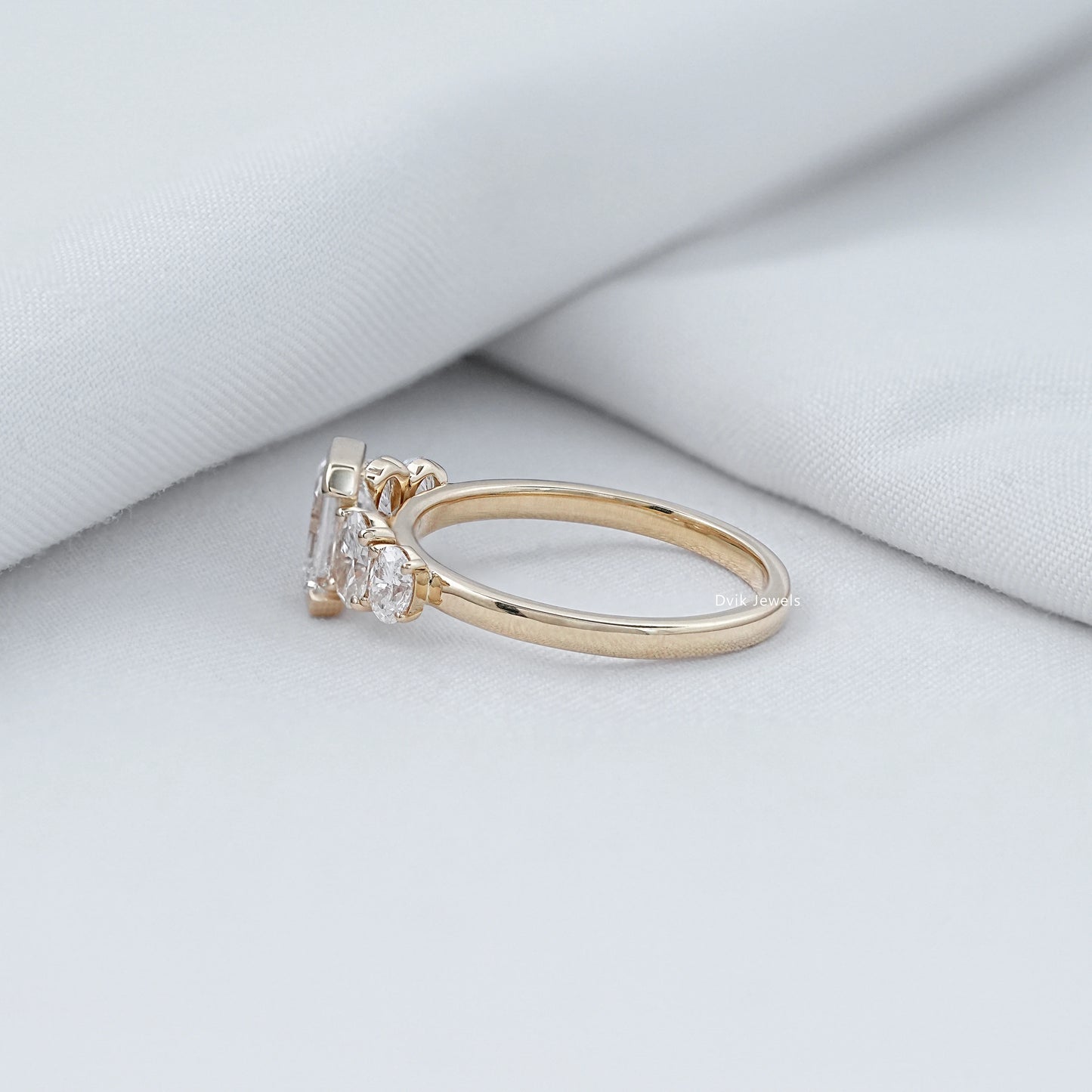 Half Bezel Set Five Stone Diamond Ring