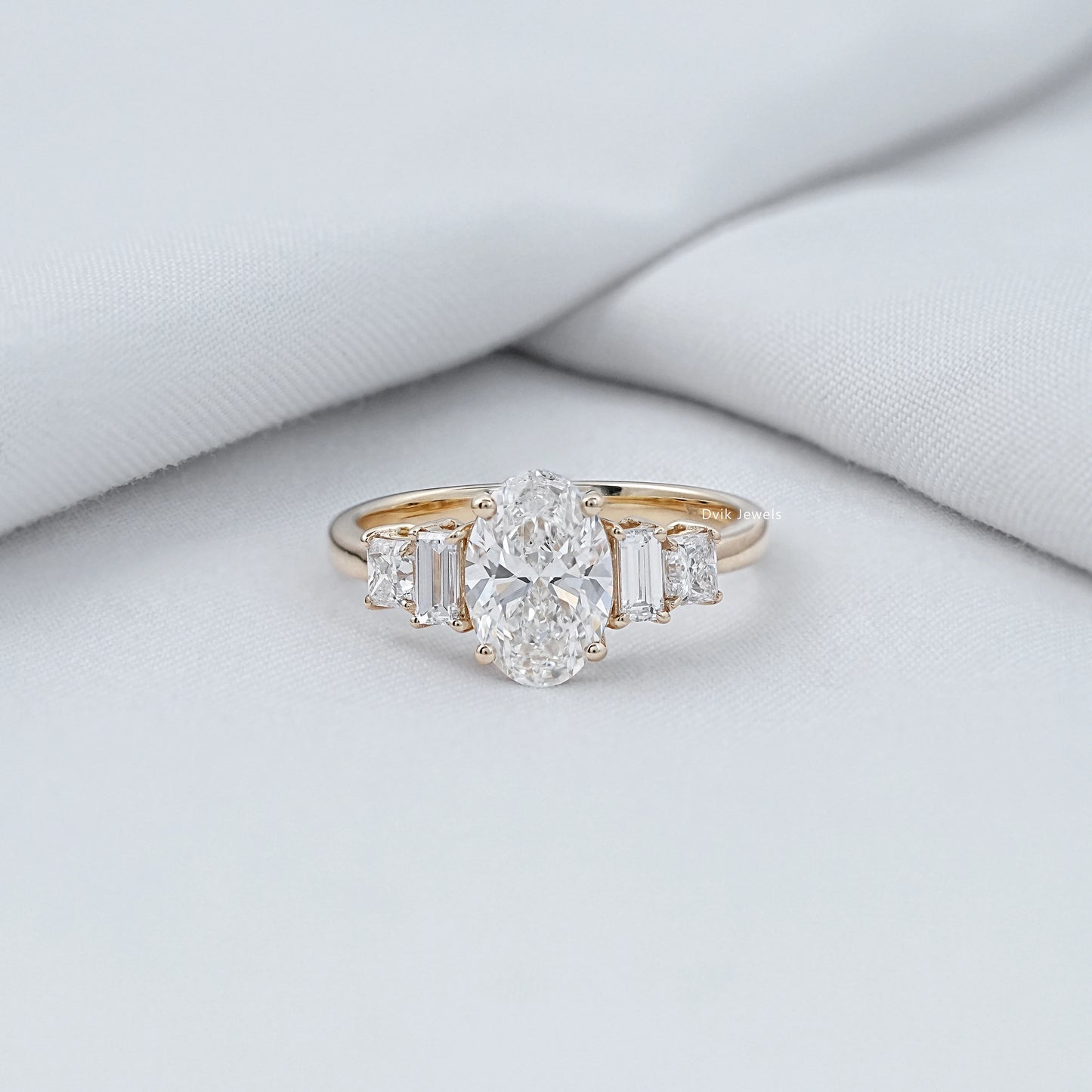 Lab Diamond Five Stone Ring - Oval Shape