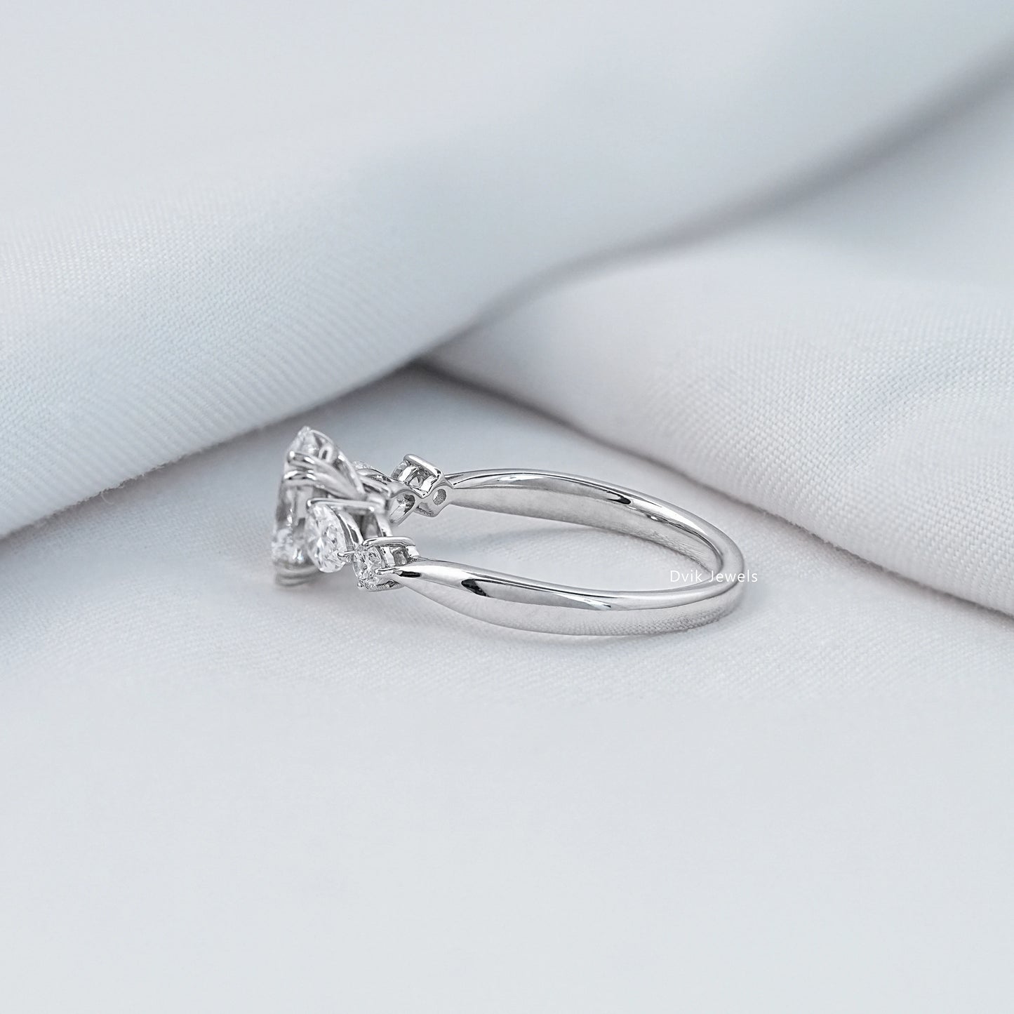Oval Cut Lab Diamond Five Stone Engagement Ring