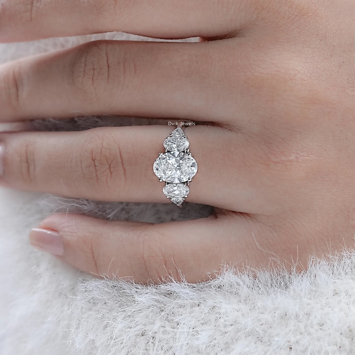 Lab Grown Diamond Oval Cut Five Stone Ring