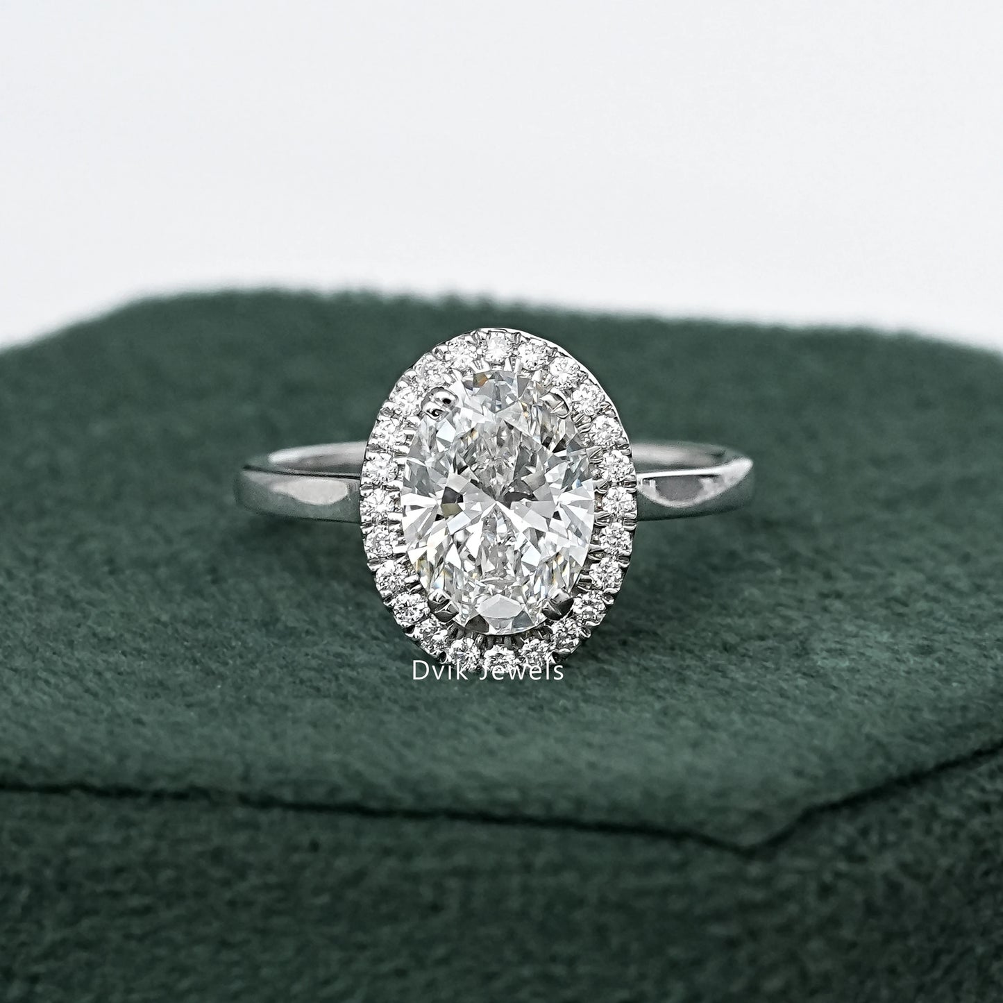 Classic Halo Style Oval Lab Diamond Ring