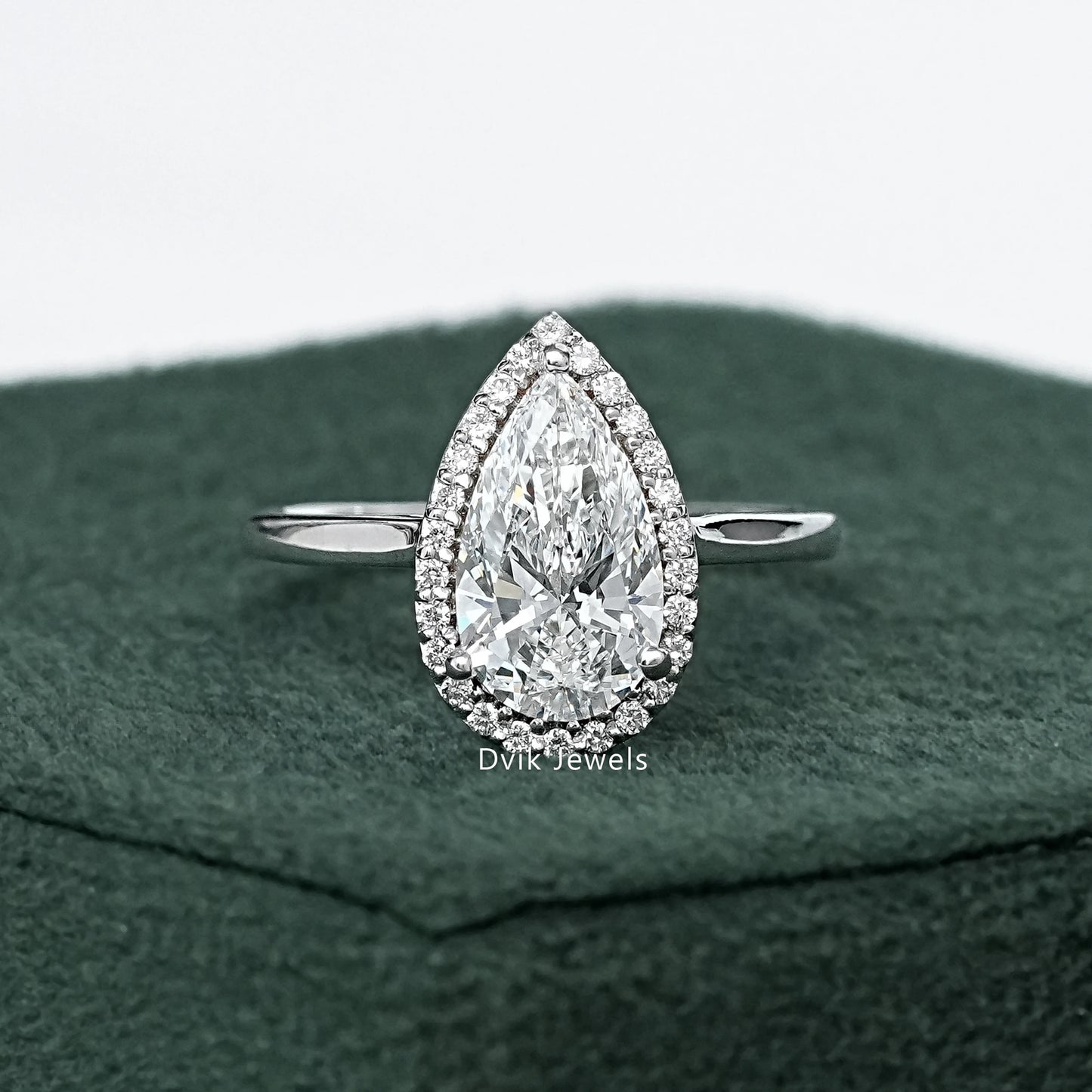 Pear Halo solitaire Diamond Engagement Ring