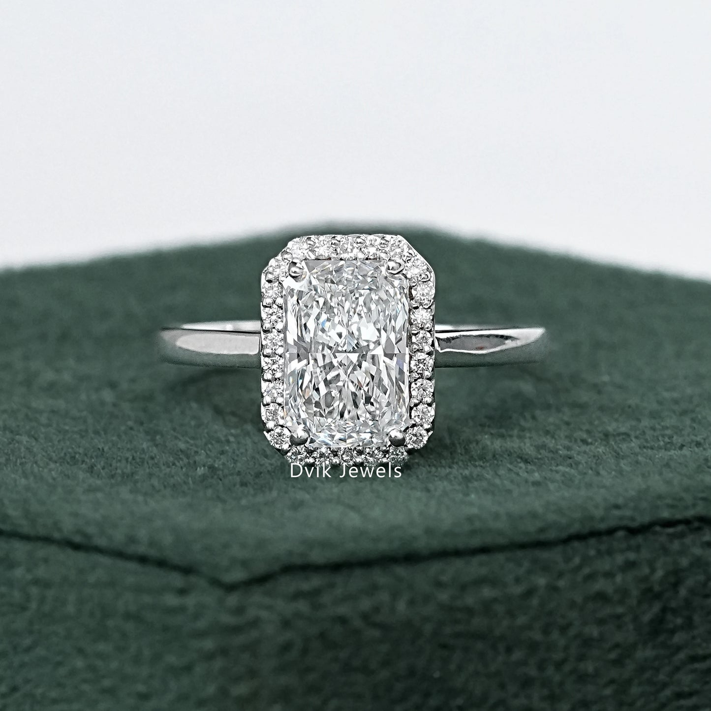 Radiant Lab Grown Halo Diamond Engagement Ring