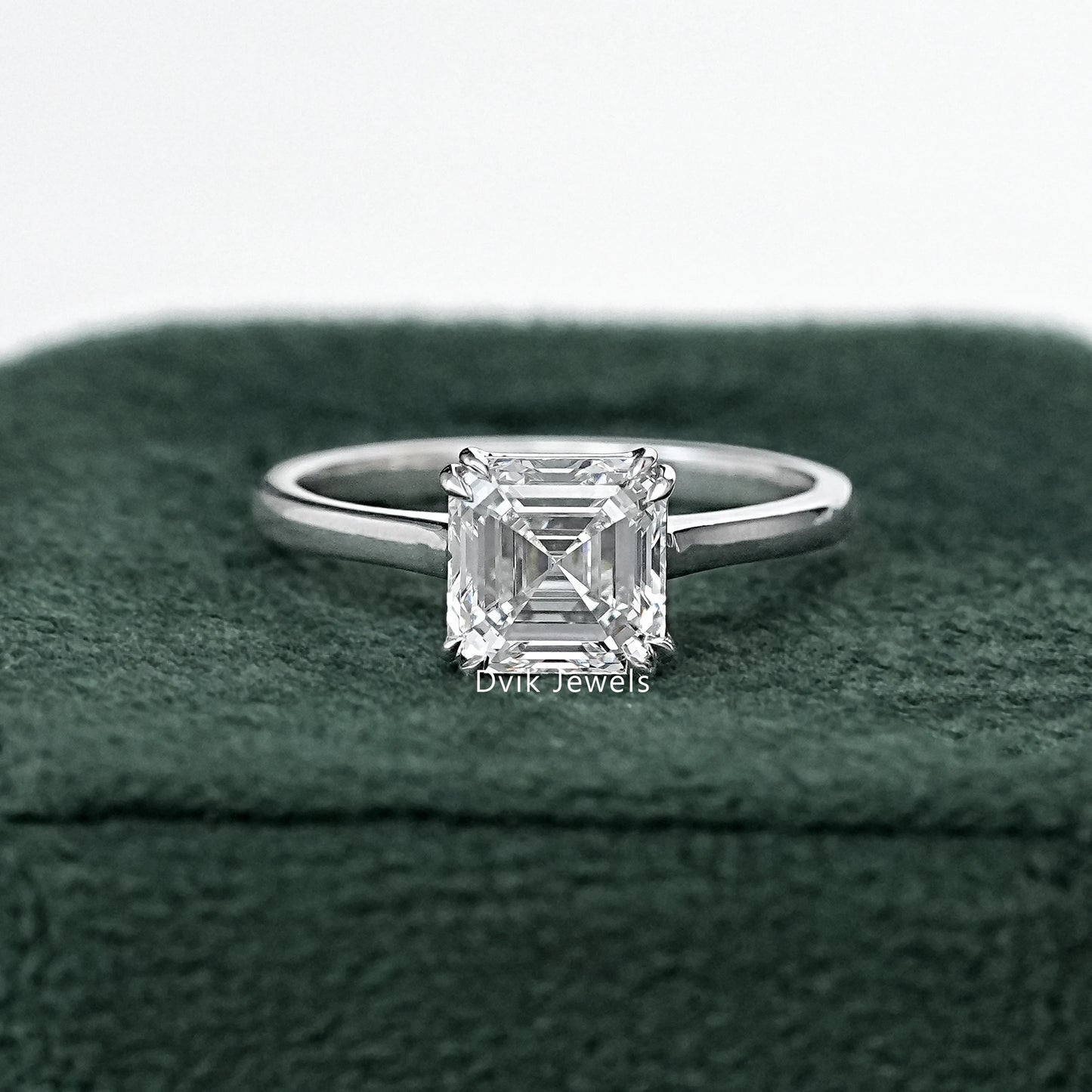 Lab Grown Square Emerald Cut Solitaire Ring