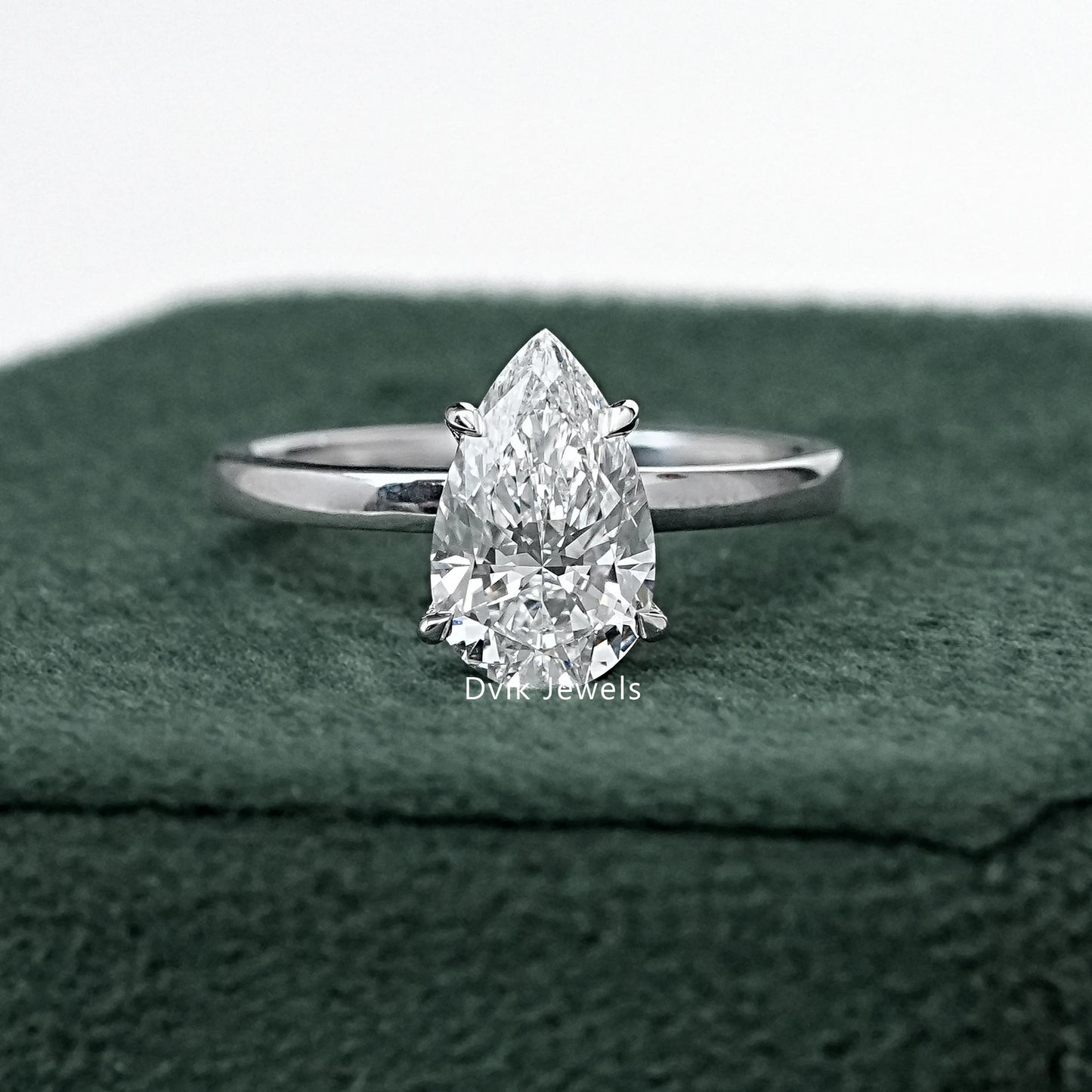 Pear Cut Lab Grown Diamond Solitaire Engagement Ring