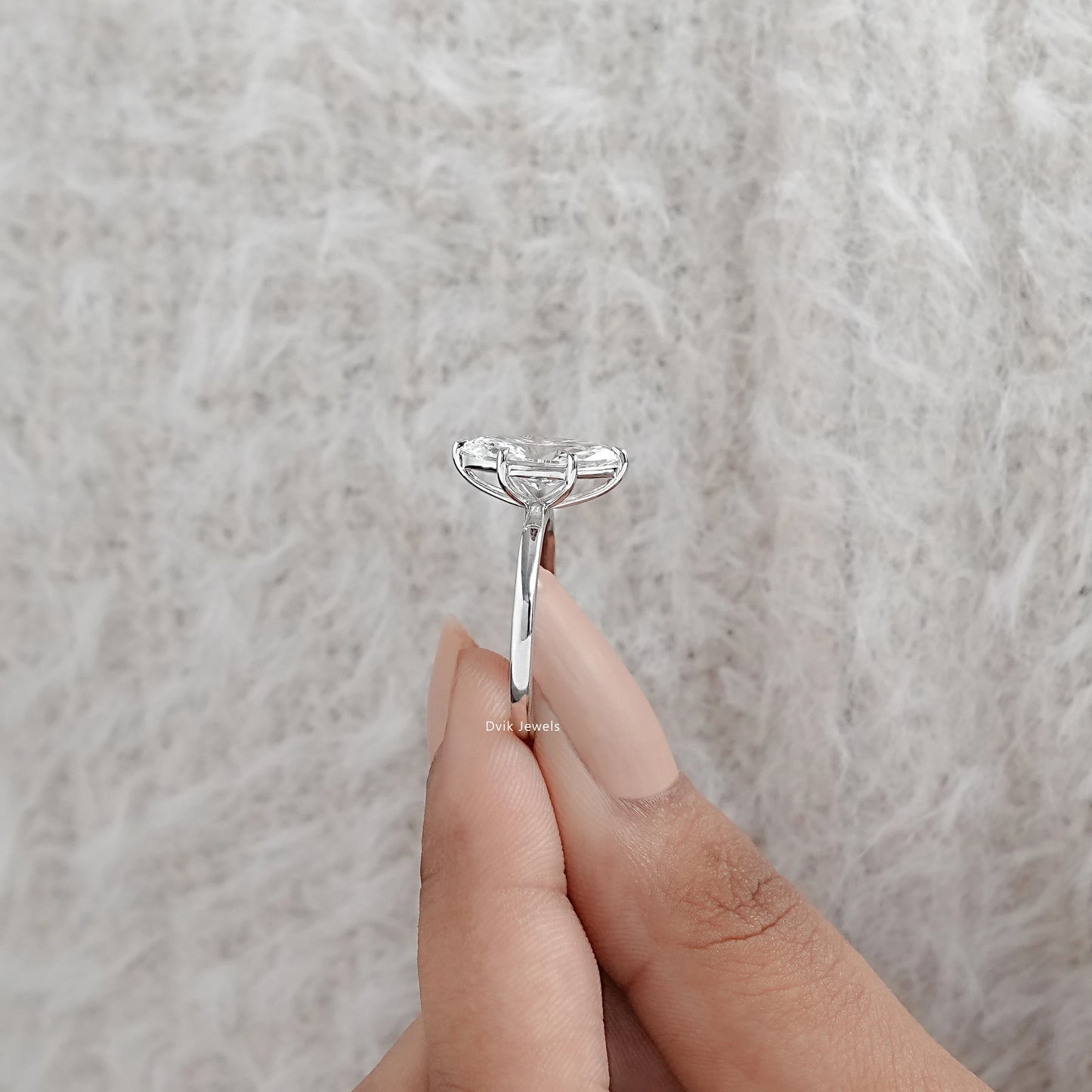 Marquise Cut Lab Diamond Solitaire Engagement Ring