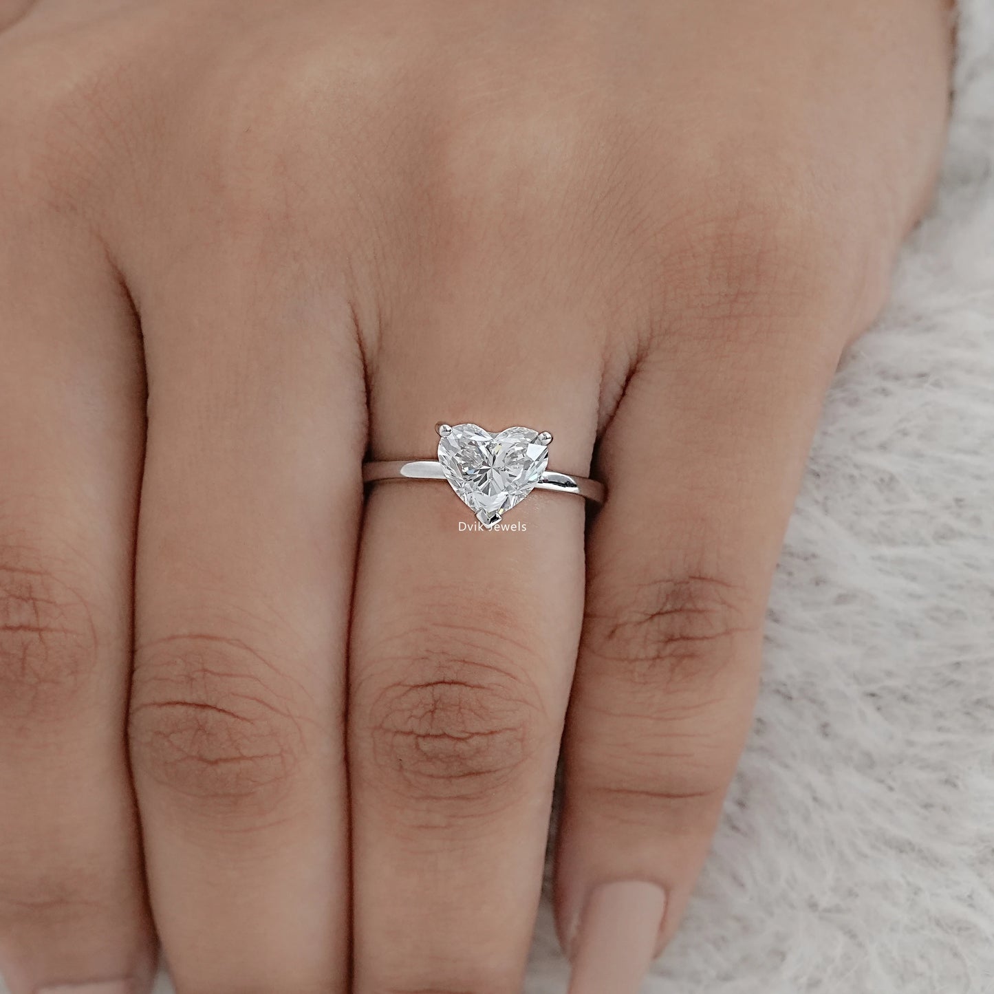 Heart Shape Lab Grown Solitaire Engagement Ring Women