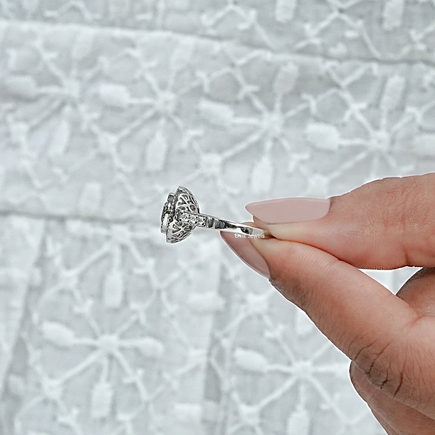 Old Mine Cushion Halo Lab Diamond Art Deco Ring