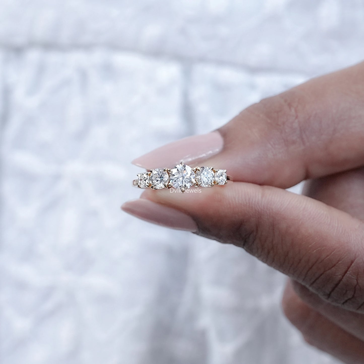 Five Stone Octagon And Round Diamond Ring