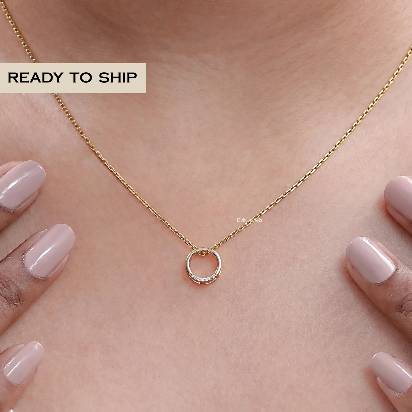 Open Circle Round Lab Diamond Pendant