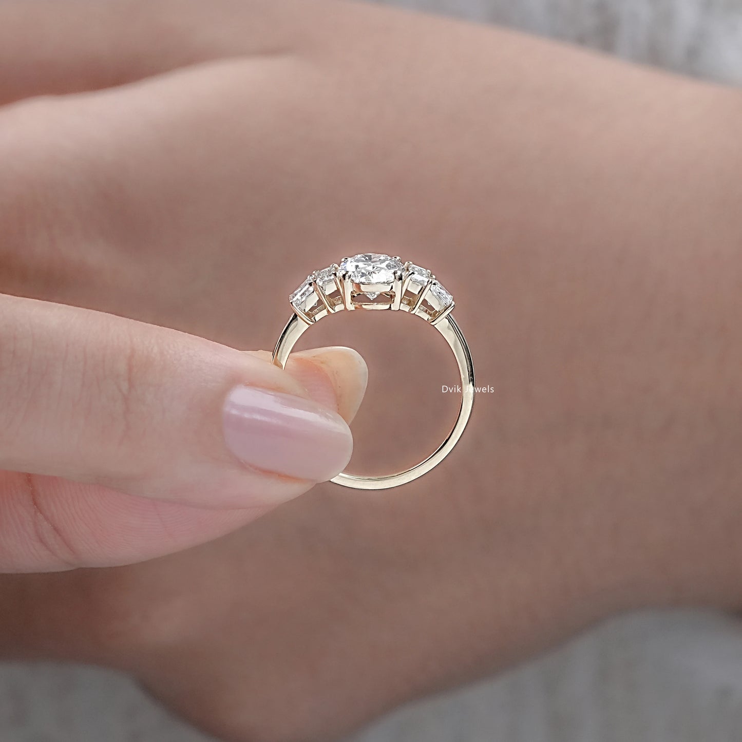 Lab Diamond Five Stone Ring - Oval Shape