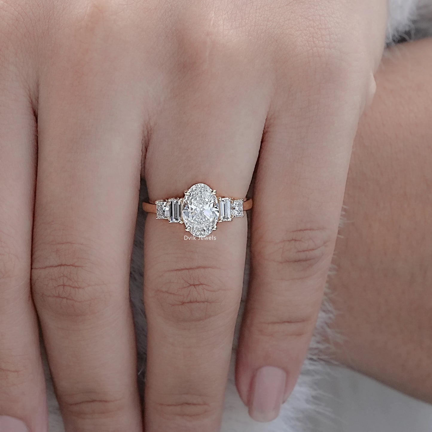 Lab Diamond Five Stone Ring - Oval Shape