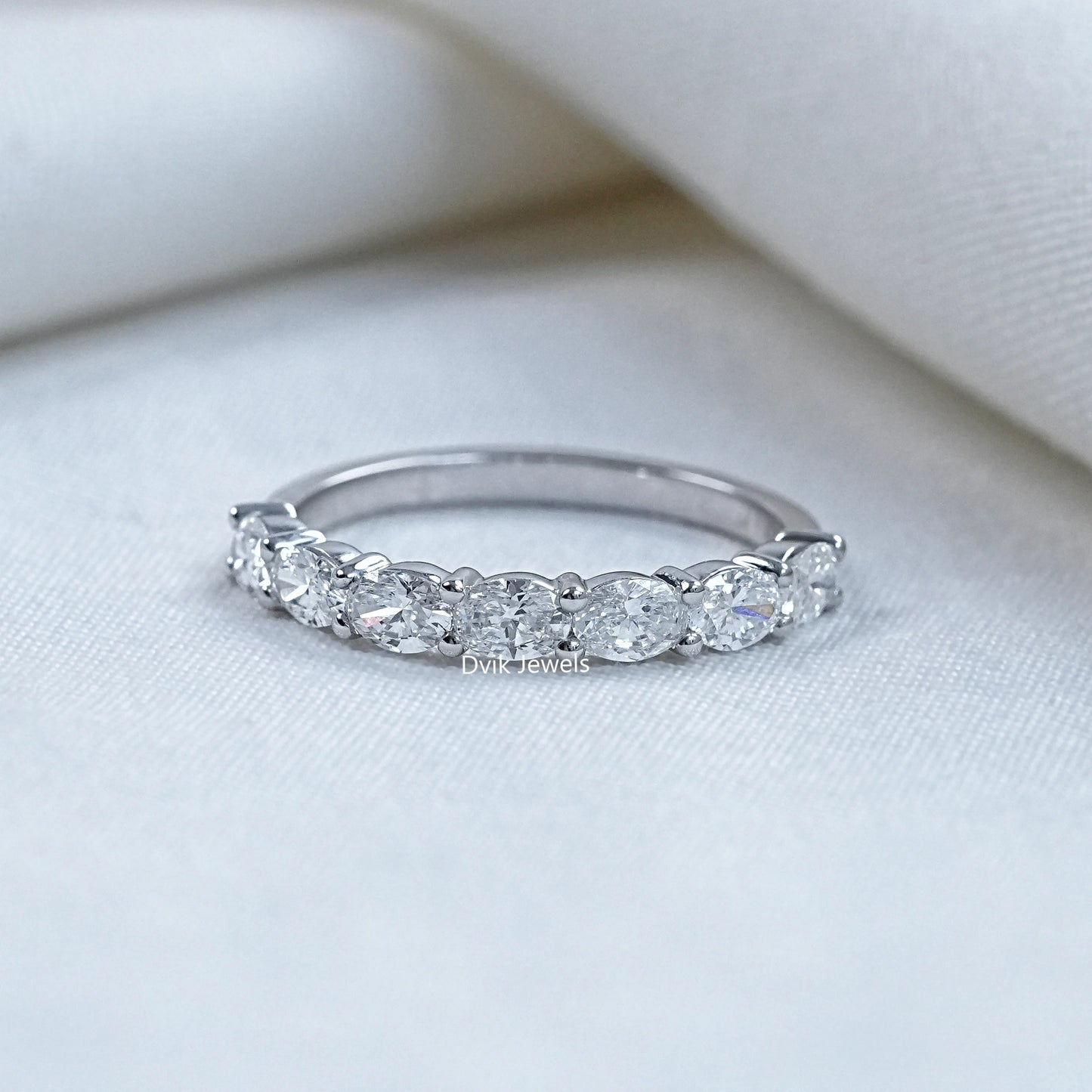 East West Oval Lab Diamond Seven Stone Band